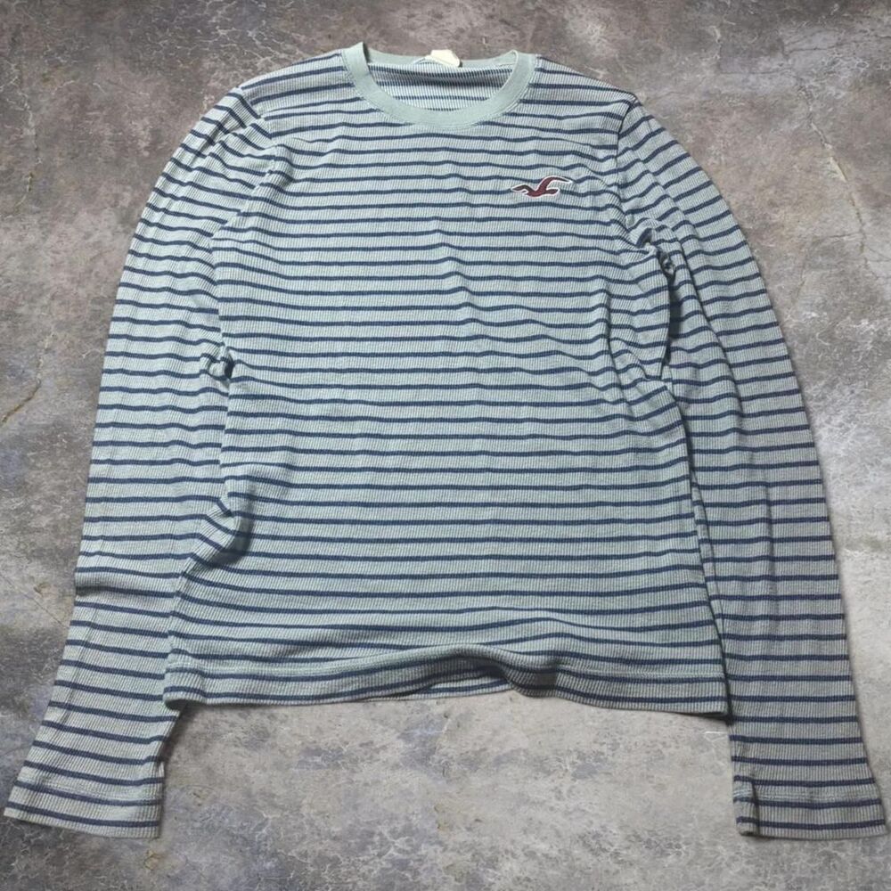 Hollister-co Women's Blue and Grey Shirt